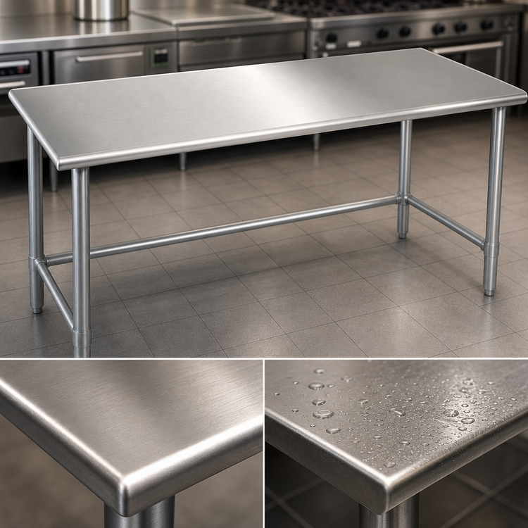 Product image #3 for Spec-Master 108"W x 48"D 14-Gauge Stainless Steel Work Table with Galvanized Base