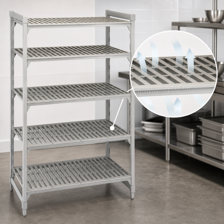 Product image #4 for Cambro Camshelving Premium Stationary 5-Tier Starter Unit, 18 x 36 x 64 Inches, Vented Polymer Shelving