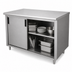 Thumbnail image #3 for Advance Tabco Special Value Economy Enclosed Work Table with Cabinet Base, Sliding Doors and Mid-Shelf, 120W x 30D, 16 Gauge 304 Stainless Steel Top