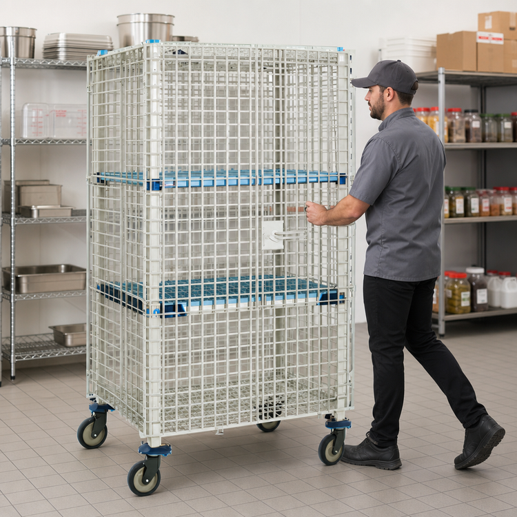 Product image #3 for MetroMax Q Mobile Wire Security Cage, 64-3/4"W x 27-13/16"D x 67-13/16"H, No Intermediate Shelves