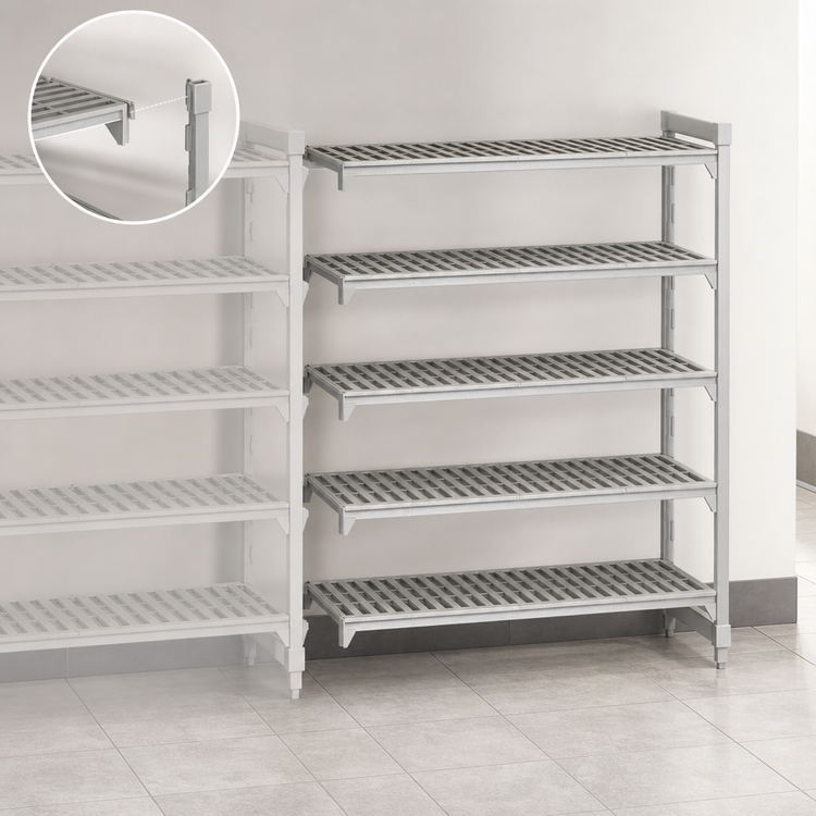 Product image #4 for Cambro Camshelving Premium 18-Inch Deep x 60-Inch Long x 72-Inch High 5-Tier Vented Add-On Shelving Unit