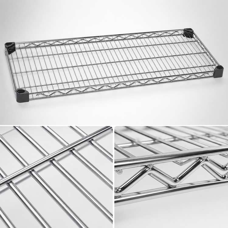 Product image #3 for Eagle Group Quad-Adjust Reverse Mat Wire Shelf with Built-In Ledges, 48 x 21 Inches, Chrome-Plated