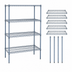 Thumbnail image #3 for Quantum 42W x 30D x 63H Stationary Wire Shelving Starter Kit with 5 Shelves, Gray Epoxy Antimicrobial Finish