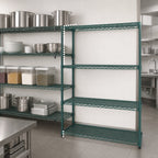 Thumbnail image #4 for Metro Super Erecta AA456K3 Add-On Wire Shelving Unit, 48W x 21D x 63H, 4 Shelves, Green Epoxy Finish