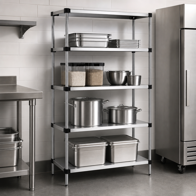 Product image #3 for Quantum 36" x 14" x 54" Solid Shelving Starter Kit, 304 Stainless Steel