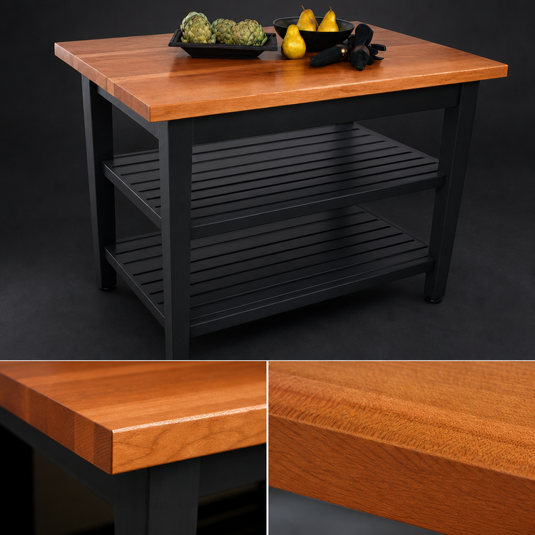 Product image #3 for Rouge et Noir Le Classique 36-Inch Island Work Table with American Cherry Top and 2 Undershelves
