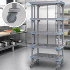 Thumbnail image #3 for Quantum Millenia QPM217286VS-5 5-Shelf Mobile Polymer Shelving Starter Unit, 72W x 21D x 86H, Gray