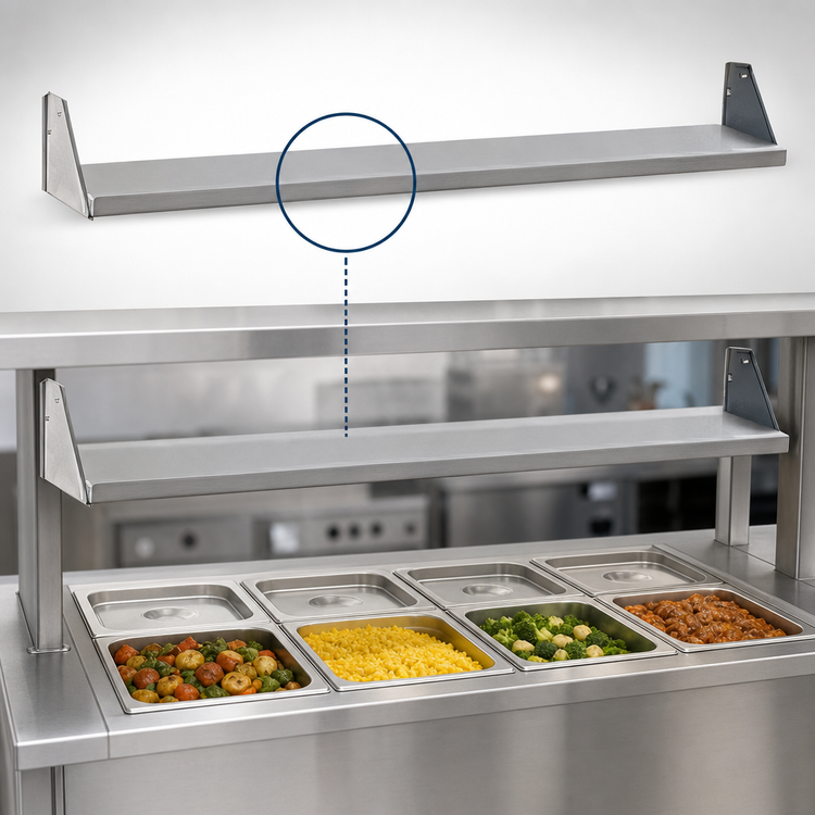 Product image #3 for Eagle Group 94-1/2 Inch x 8 Inch Removable Stainless Steel Dish Shelf for HT6 Hot Food Table