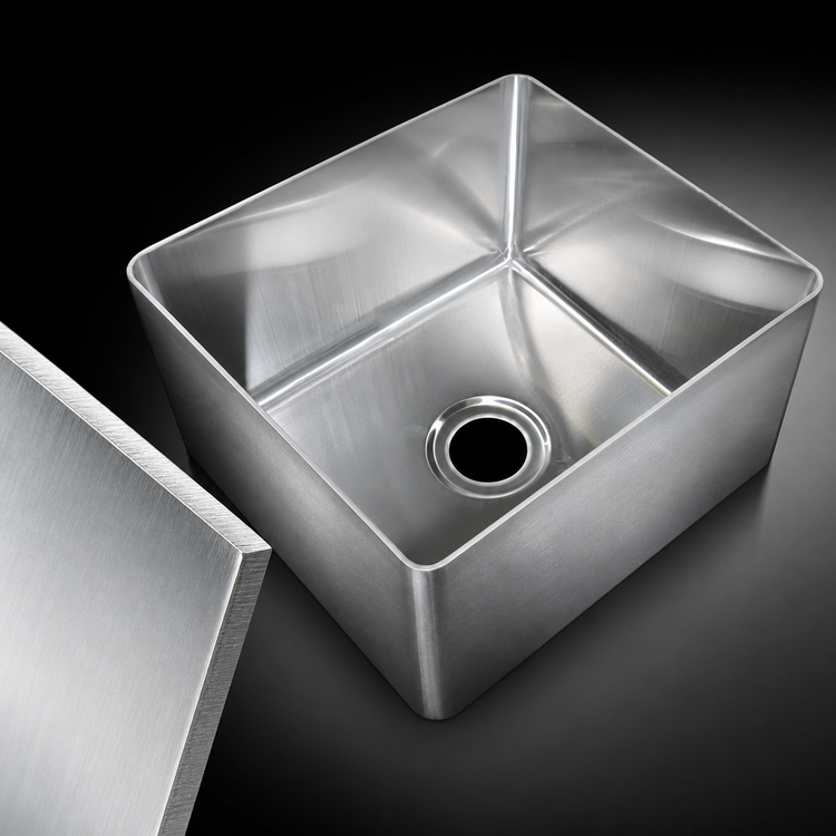 Product image #3 for John Boos CUT1818144 1-Compartment Weld-In Undermount Stainless Steel Sink, 18" x 18" x 14"