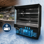 Thumbnail image #3 for Howard-McCray 35E Series SC-OD35E-5L-B-LED 63-Inch Dairy Open Merchandiser, Self-Contained Refrigeration, Black, Two Rows of Lit Shelves