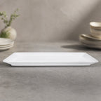 Thumbnail image #3 for Crestware Quattro QUA92 12 x 7 Inch Rectangular Flat-Edge Fully Vitrified Ceramic Plate, Pearl White Case of 18