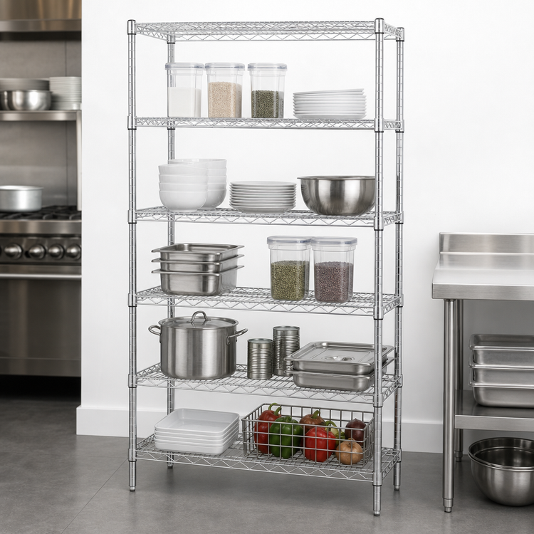 Product image #3 for Quantum 24" x 14" x 54" Stationary Chrome-Plated Wire Shelving Starter Kit with 5 Shelves