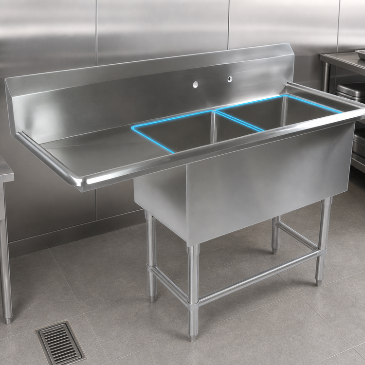 Product image #3 for John Boos Pro-Bowl 2-Compartment Commercial Sink with 24-Inch Left Drainboard, 16-Gauge Stainless Steel
