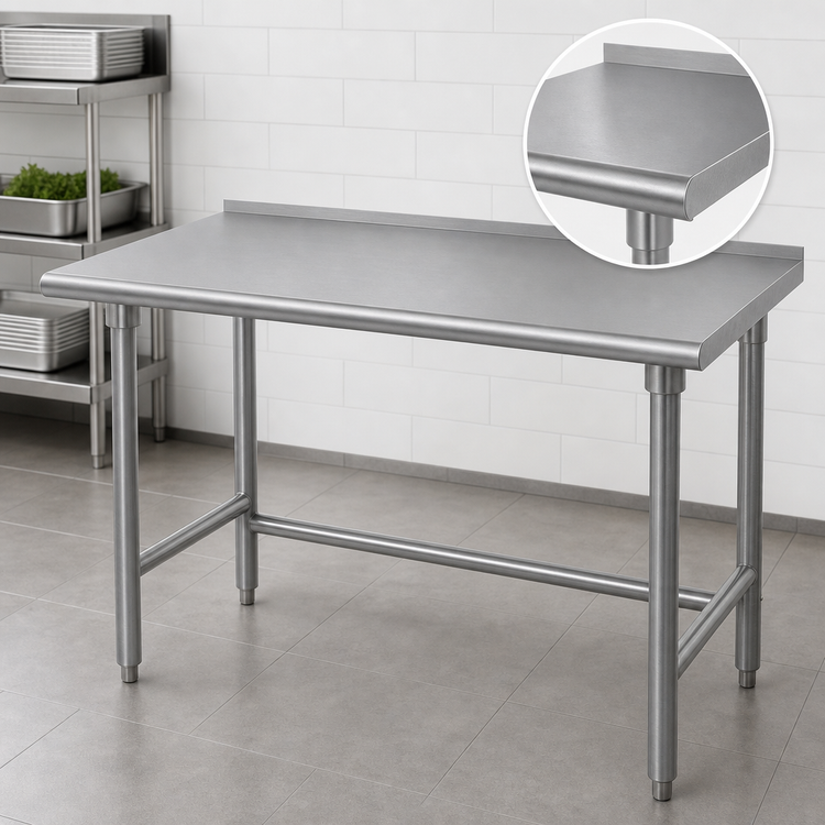 Product image #3 for Advance Tabco Premium Series 48" x 24" Open Base Stainless Steel Work Table with Galvanized Legs