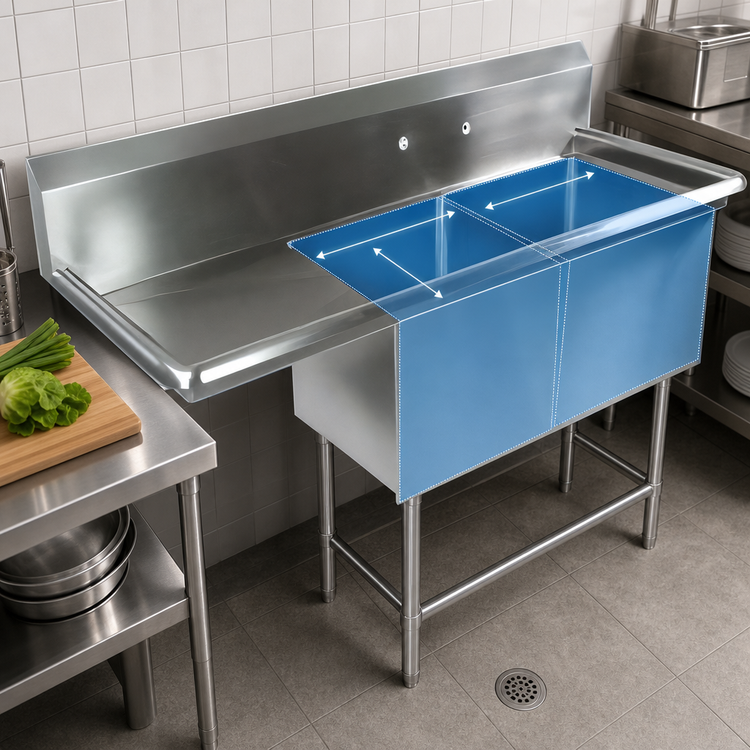 Product image #3 for John Boos Pro-Bowl 2-Compartment Stainless Steel Sink with Left Drainboard, 30 x 24 x 14 Inch Bowls