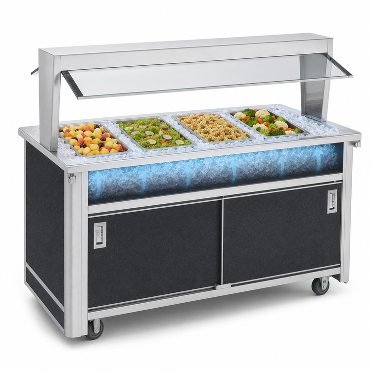 Product image #3 for Atlas Metal BLC-4-BU 4-Pan Mobile Iced Cold Buffet Serving Counter