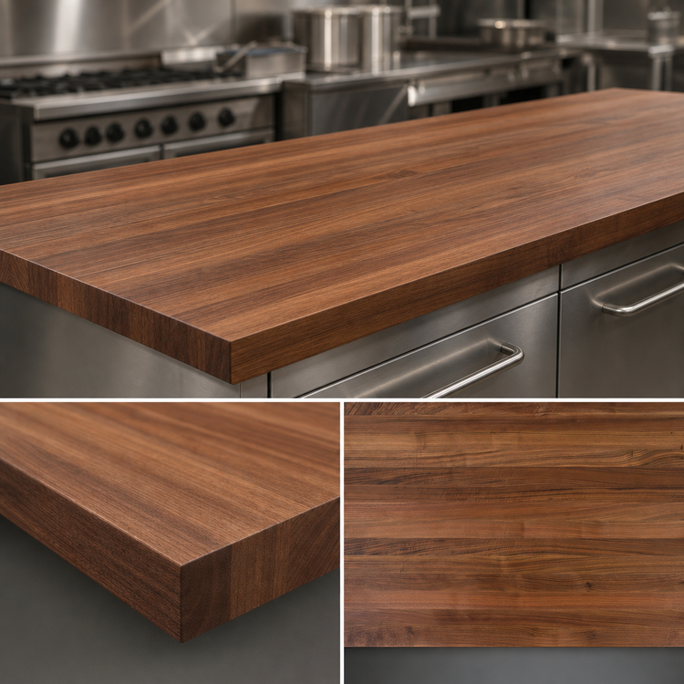 Product image #3 for John Boos Boos Block 120"W x 36"D x 2-1/4" Thick American Black Walnut Kitchen Countertop