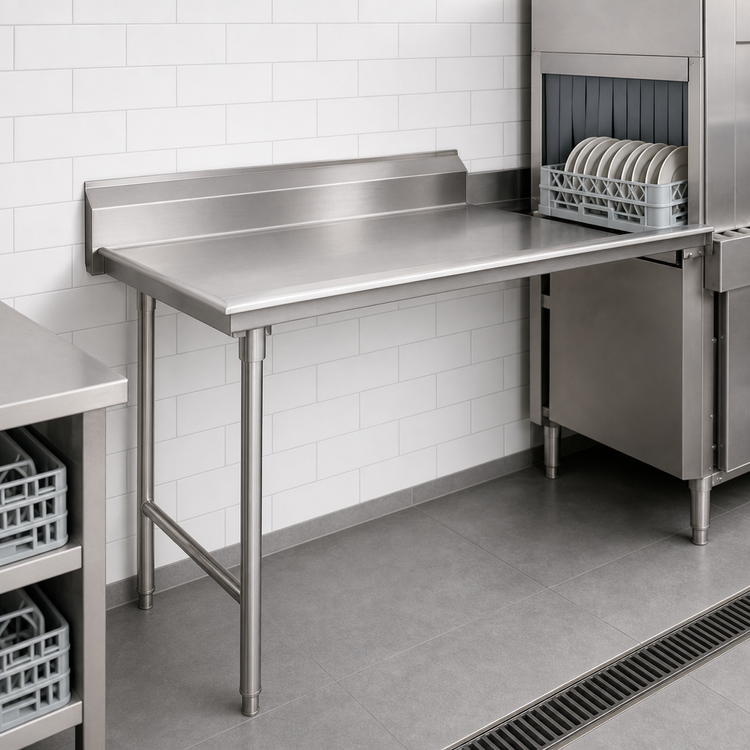Product image #3 for Eagle Group Straight Clean Dishtable, 30 x 30 Inch, Left-to-Right, 304 Stainless Steel Top