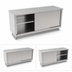 Thumbnail image #3 for John Boos 84 x 30-Inch Enclosed Stainless Steel Work Table with Sliding Door Cabinet Base, 16-Gauge 300 Series Flat Top