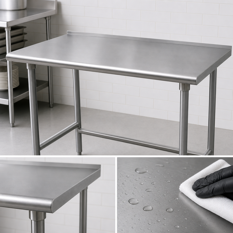 Product image #3 for Advance Tabco Stainless Steel Work Table with 16-Gauge 304 Top and 1-1/2 Inch Rear Up-Turn, 72 x 36 Inches
