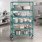 Thumbnail image #3 for Quantum M2436P47-5 Mobile Wire Shelving Cart, 36 x 24 x 80 in, 5 Shelves, Green Epoxy Coating