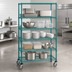 Thumbnail image #3 for Quantum 36 x 24 x 80-Inch Mobile Wire Shelving Cart with 5 Shelves, Green Epoxy Coating