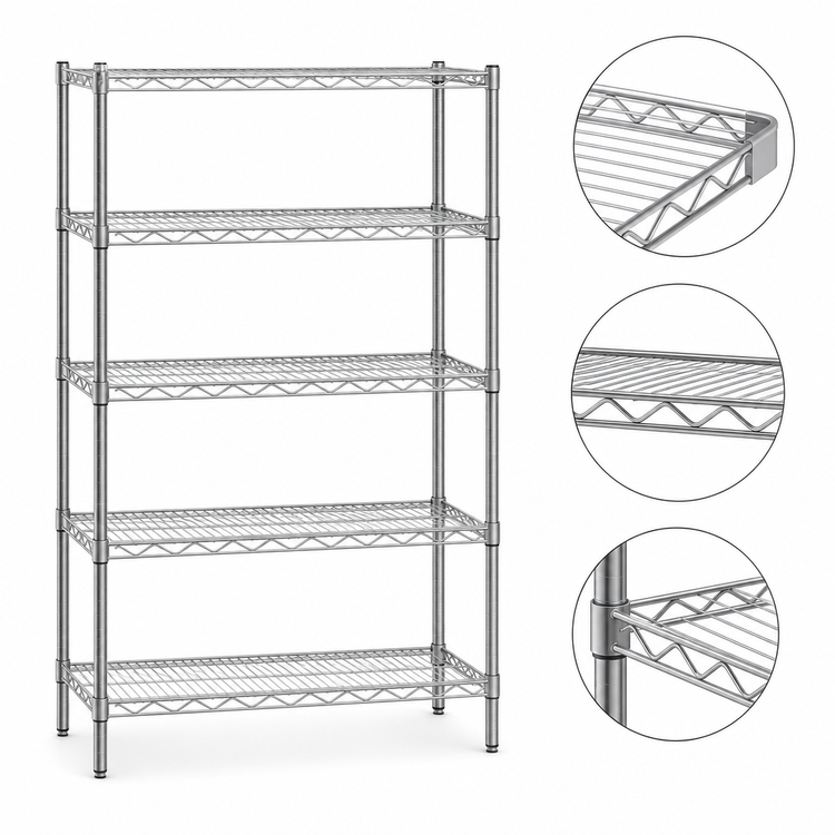 Product image #3 for Eagle Group Add-On 5-Tier Wire Shelving Unit with QuadTruss®, 42W x 24D x 86H, Stainless Steel Finish