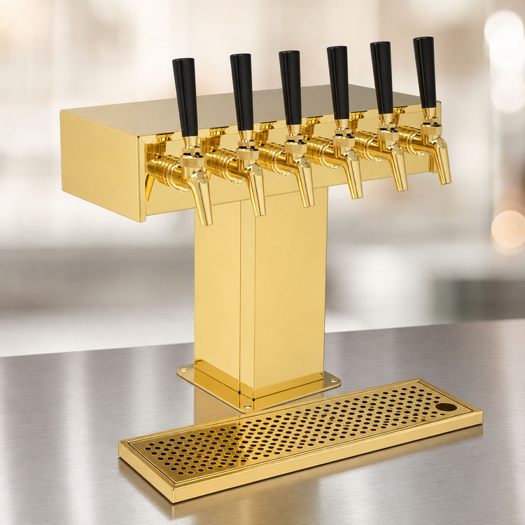 Product image #3 for Perlick 6-Faucet Tee Tower Style Beer Dispensing Kit, Tarnish-Free Brass