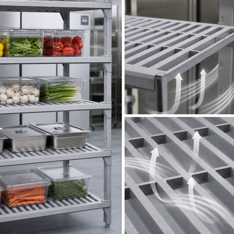 Product image #4 for Cambro Camshelving Premium 24-Inch Wide x 18-Inch Deep Vented 5-Shelf Polymer Shelf Kit, Speckled Gray
