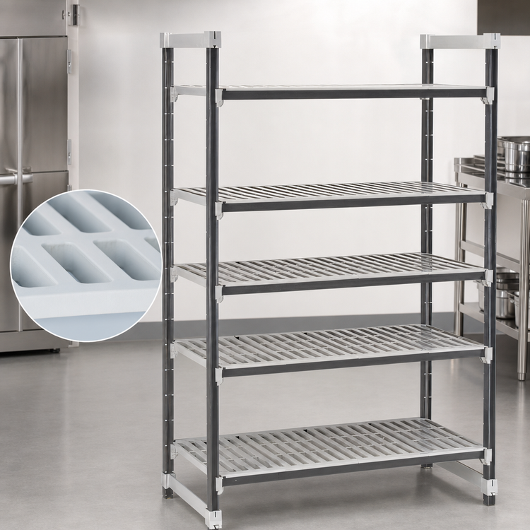 Product image #3 for Cambro Camshelving Elements XTRA 5-Tier Stationary Vented Starter Polymer Shelving Unit, 18 x 60 x 72 Inches