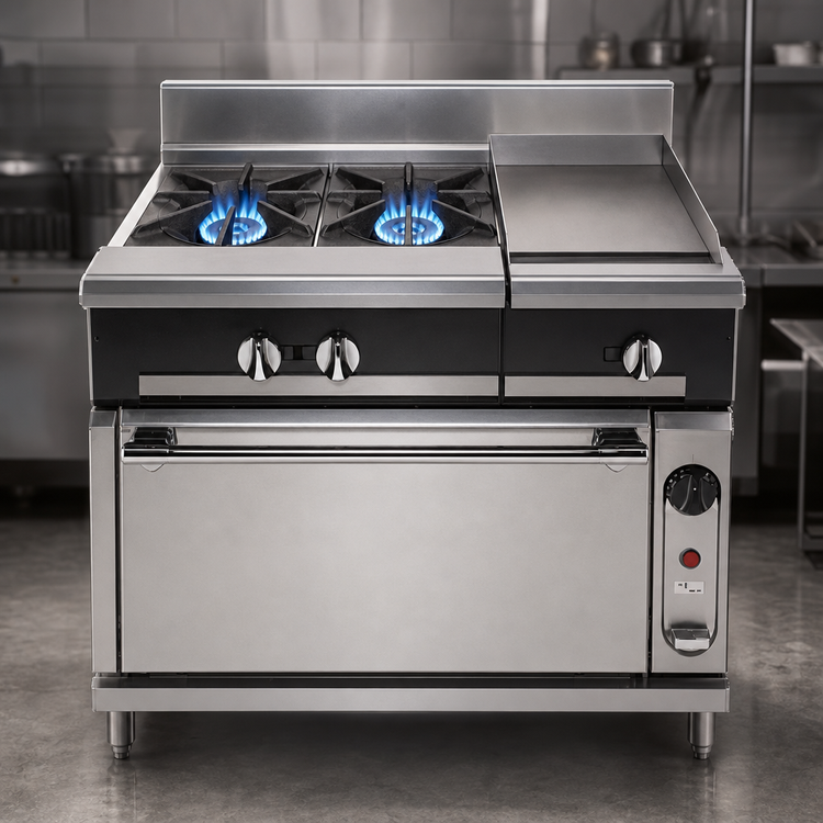 Product image #3 for Vulcan V Series 36-Inch Heavy Duty Gas Range with 2 Open Burners and 18-Inch Thermostatic Griddle, Cabinet Base