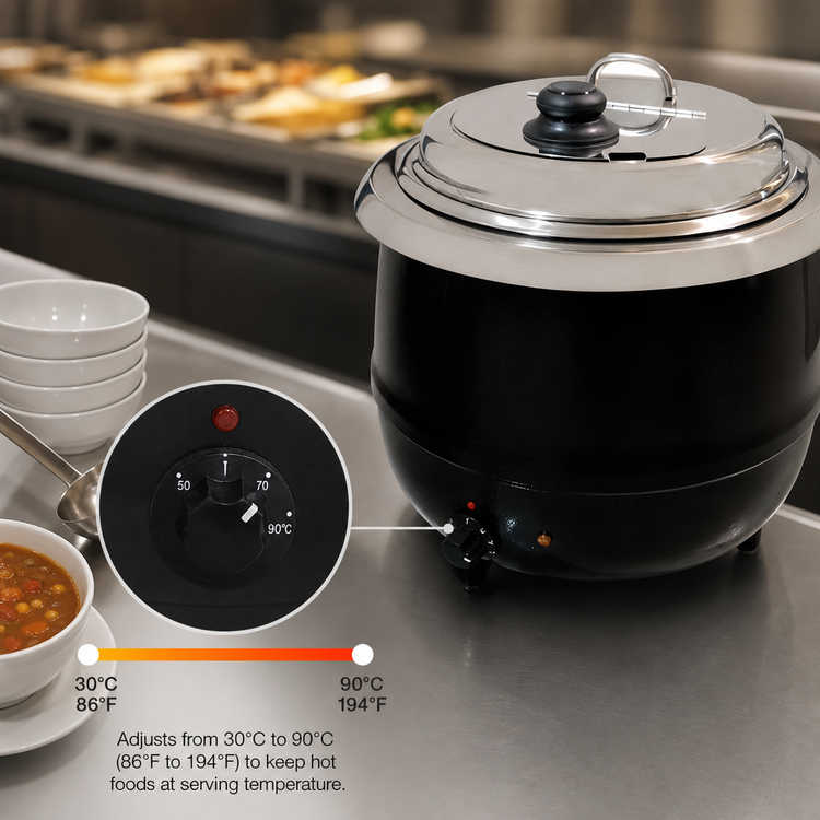 Product image #3 for Omcan 13.7 Qt Countertop Soup Kettle Warmer, 600W, Black