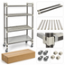 Thumbnail image #3 for Cambro Camshelving Elements XTRA 4-Tier High Density Top Rail Mobile Starter Shelving Unit, 24 x 48 x 80 Inches, 3 Vented + 1 Solid, Speckled Gray