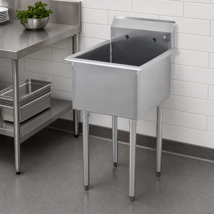 Product image #3 for Sapphire Manufacturing 1-Compartment Budget Sink, 27"W x 27-1/2"D, 24" x 24" x 13" Bowl, Stainless Steel