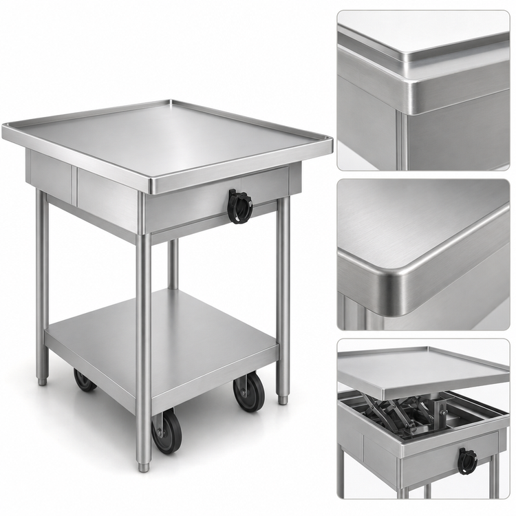 Product image #3 for Atlas Metal LTM-2736-ME Auto-Lift Stainless Steel Utility Table with Marine Edge
