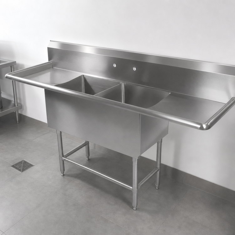Product image #3 for John Boos Pro-Bowl 2-Compartment Stainless Steel Sink with Dual 30-Inch Drainboards, 99-1/4 Inch Wide
