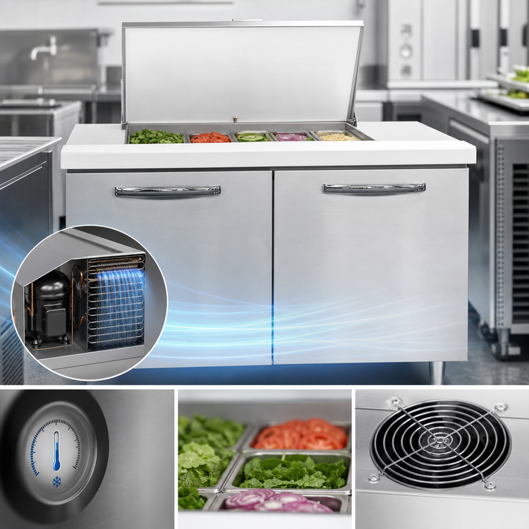 Product image #3 for Continental Refrigerator D48N12M Designer Line 48" Mighty Top 2-Door Refrigerated Sandwich Prep Table with 12 Pans