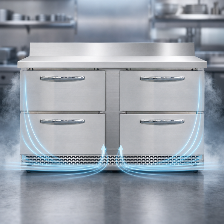 Product image #3 for Continental Refrigerator SWF60NBS-FB-D 60" Two-Section Worktop Freezer with Drawers and 5½" Backsplash
