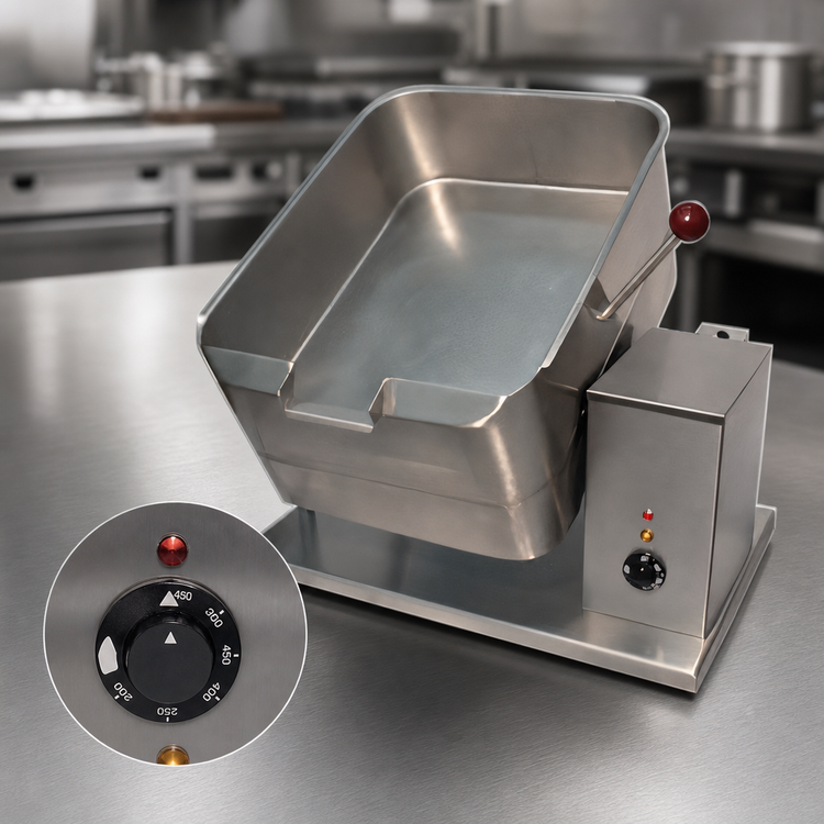 Product image #3 for Groen TD/FPC Electric Countertop Braising Pan with 10-Gallon Rectangular Stainless Steel Pan and Manual Tilt