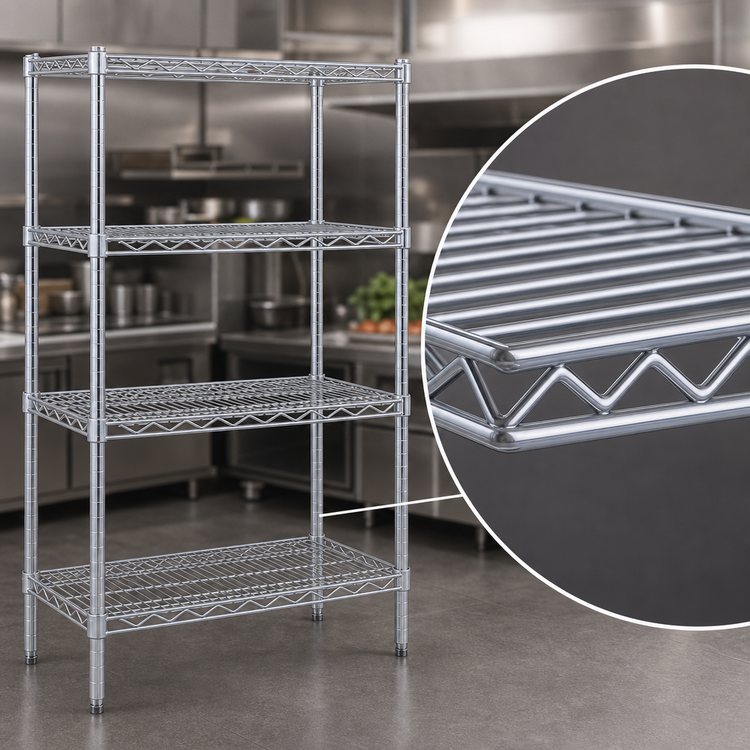 Product image #3 for Eagle Group 4-Tier Starter Wire Shelving Unit with QuadTruss Shelves, 30 x 21 x 63 Inches, Chrome-Plated