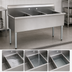 Thumbnail image #3 for Eagle Group 61-3/8-Inch Three-Compartment Utility Sink, 304 Stainless Steel, with Galvanized Legs