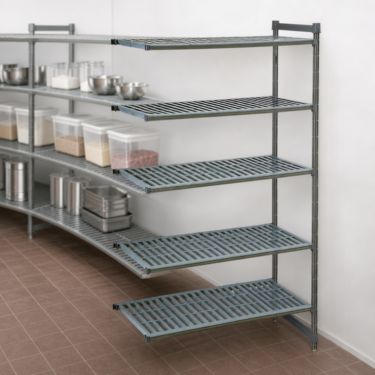 Product image #3 for Cambro Camshelving Basics Plus 30" W x 21" D x 64" H 5-Shelf Vented Add-On Shelving Unit, Brushed Graphite