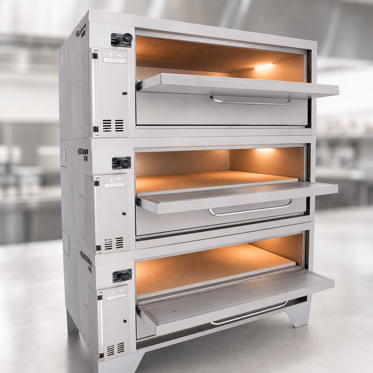 Product image #3 for Bakers Pride Super Deck Series 3-Deck Gas Pizza Deck Oven, 54" x 34-1/2" Ceramic Bake Deck