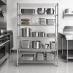 Thumbnail image #3 for Quantum WR54-3660S-5 Wire Shelving Starter Unit, 60"W x 36"D x 54"H, 5 Shelves, 304 Stainless Steel