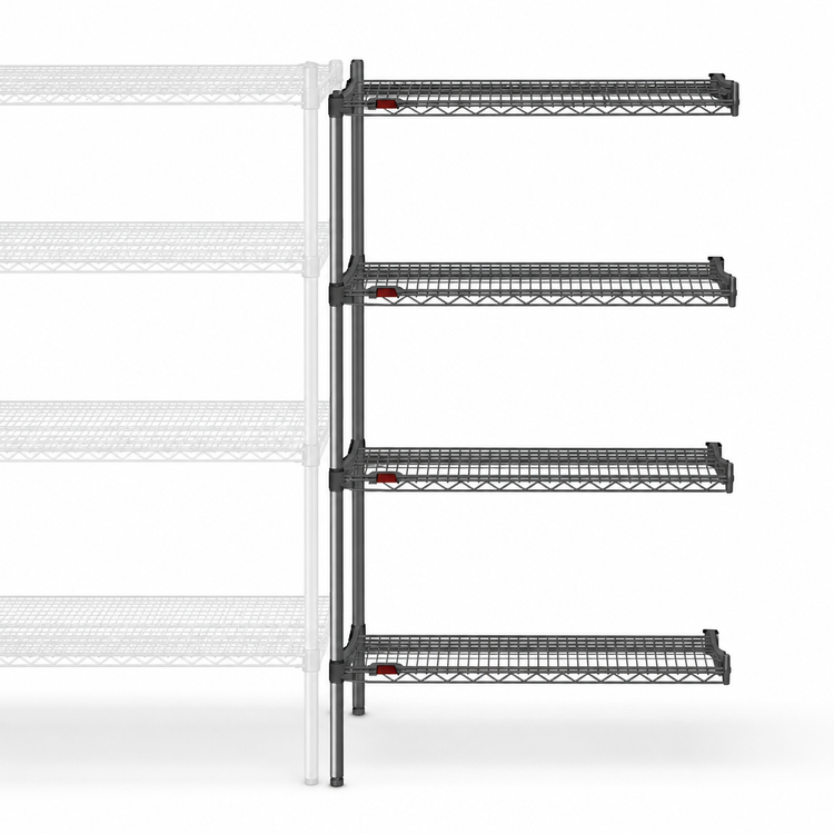 Product image #3 for Valu-Master 4-Tier Add-On Wire Shelving Unit, 42 x 21 x 63 Inches, Pewter Gray Epoxy