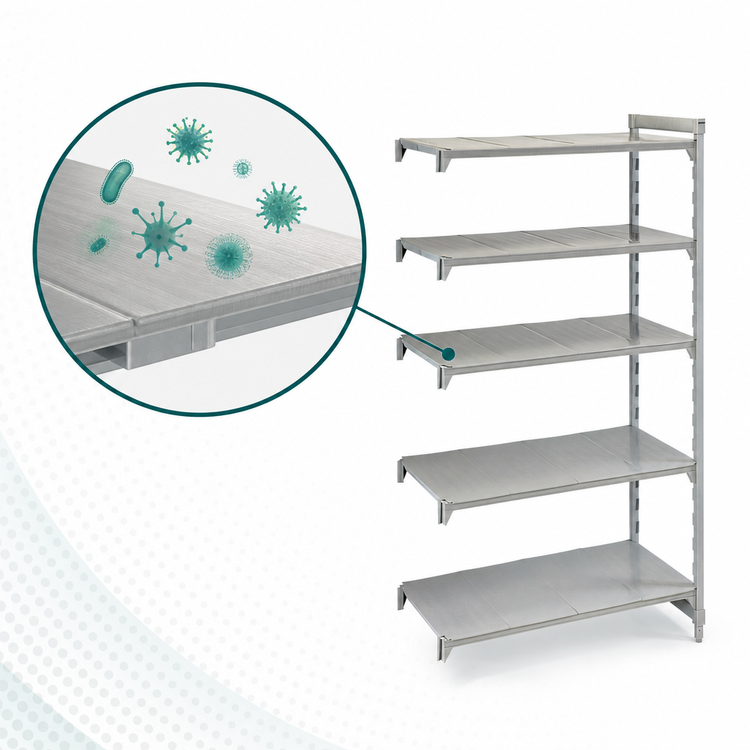 Product image #4 for Cambro Camshelving Premium 5-Shelf Solid Stationary Add-On Shelving Unit, 18 x 30 x 84 Inches