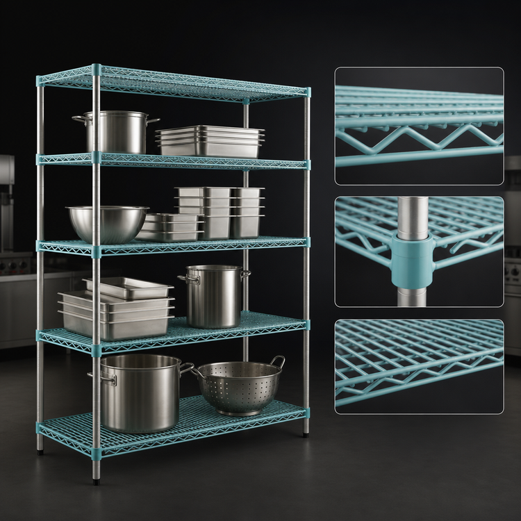 Product image #3 for EagleGard 4-Tier Starter Wire Shelving Unit, 42 W x 18 D x 74 H, Hybrid Epoxy Finish