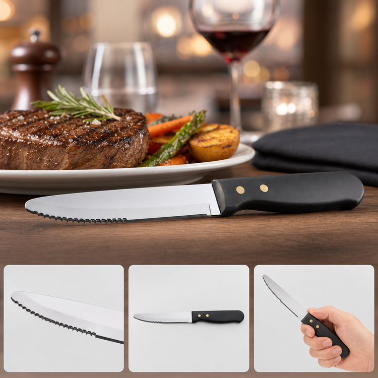 Product image #3 for Winco Jumbo Steak Knife with 5-Inch Stainless Steel Blade and Plastic Handle
