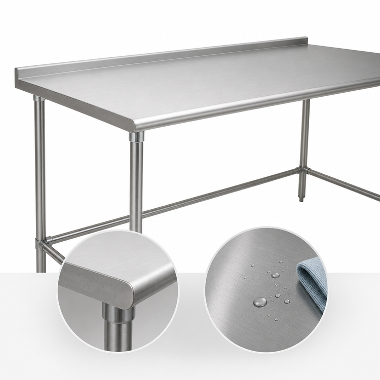 Product image #3 for Eagle Group BlendPort Deluxe Series 84-Inch x 24-Inch Stainless Steel Work Table with 1-1/2-Inch Rear Upturn