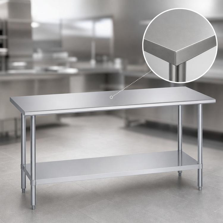 Product image #3 for Duke Manufacturing 108-Inch Stainless Steel Work Table with Undershelf, 24-Inch Deep, No Backsplash